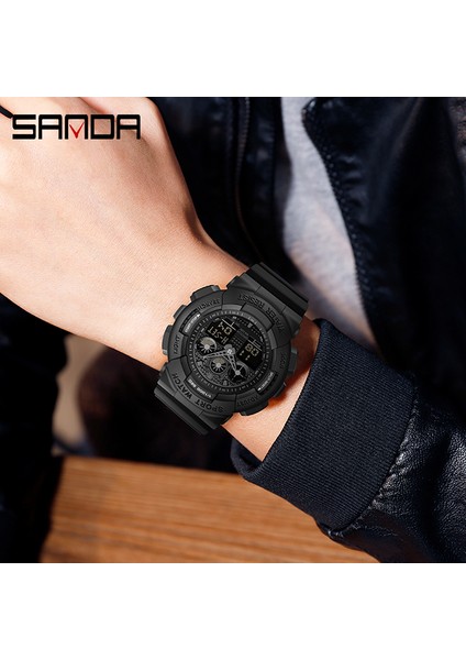 Yeşil Spor Izle Erkekler Lüks Çift Zamanlı Electrconi Saatler Kadın Kol Saati Moda Darbeye Dayanıklı Kronometre Askeri Spor Saati (Yurt Dışından) indirimleri