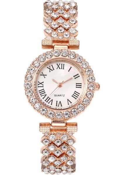 Pembe Lüks Reloj Mujer Kadın Izle Basit Elmas Bilezik Izle Roma Edebi Zarif Desen Kadınlar Için Izle Relogio Feminino (Yurt Dışından)