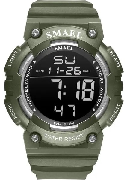 Armygreen Smael Erkek Spor Saati Altın Kol Saatleri 50M Su Geçirmez LED Arka Işık Saat Alarmı Spor Bilezik 1539 Dijital Saatler (Yurt Dışından)