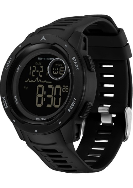 Tüm Siyah Sanda Marka Erkek Spor Saatler Moda Chronos Geri Sayım Su Geçirmez LED Dijital Saat Adam Askeri Kol Saati Relogio Masculino (Yurt Dışından)