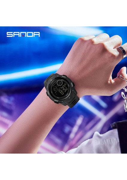 Tüm Siyah Sanda Marka Erkek Spor Saatler Moda Chronos Geri Sayım Su Geçirmez LED Dijital Saat Adam Askeri Kol Saati Relogio Masculino (Yurt Dışından) modelleri