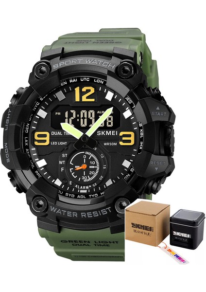 Armygreen Box Skmeı 2023 Yeni Spor Saatler Erkekler Için Su Geçirmez Günlük Erkek Kuvars Izle Üst Marka Lüks Askeri LED Elektronik Bilek Saatleri (Yurt Dışından)