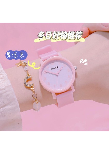 Pembe Kadın Izle Karikatür Jöle Numaraları Dial Bilezik Saatler Seti Bayanlar Lastik Bant Kuvars Kol Saati Kadın Kadın Saat (Yurt Dışından) modelleri