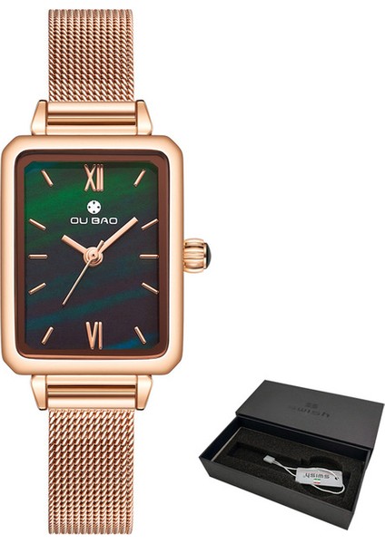 OB201 Rosegold Kutusu Swısh Lüks Altın Saatler Kadınlar Yaratıcı Kare Kuvars Saat Kadın Bilezik Saatler Kadın Su Geçirmez Saat Relogio Feminino (Yurt Dışından)