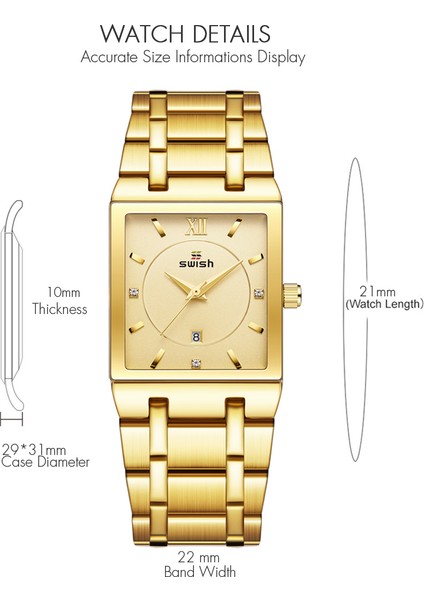 OB201 Rosegold Kutusu Swısh Lüks Altın Saatler Kadınlar Yaratıcı Kare Kuvars Saat Kadın Bilezik Saatler Kadın Su Geçirmez Saat Relogio Feminino (Yurt Dışından) fiyatları
