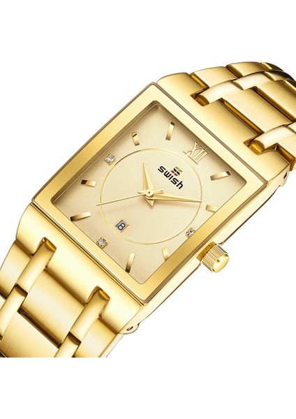 OB201 Rosegold Kutusu Swısh Lüks Altın Saatler Kadınlar Yaratıcı Kare Kuvars Saat Kadın Bilezik Saatler Kadın Su Geçirmez Saat Relogio Feminino (Yurt Dışından) indirimleri