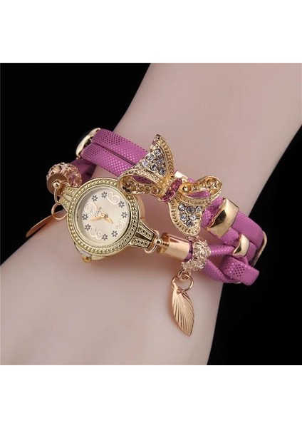 E Kadın Güzel Düğün Kuvars Saatler 2022 Moda Kelebek Retro Taklidi Bilezik Saatler Bayanlar Takı Hediye Montre Femme (Yurt Dışından)