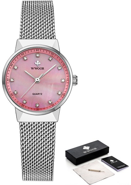 Pembe Wwoor Lüks Altın Saatler Kadınlar Için Zarif Bilezik Izle Üst Marka Paslanmaz Çelik Casual Kuvars Izle Kadın Analog Saat (Yurt Dışından)