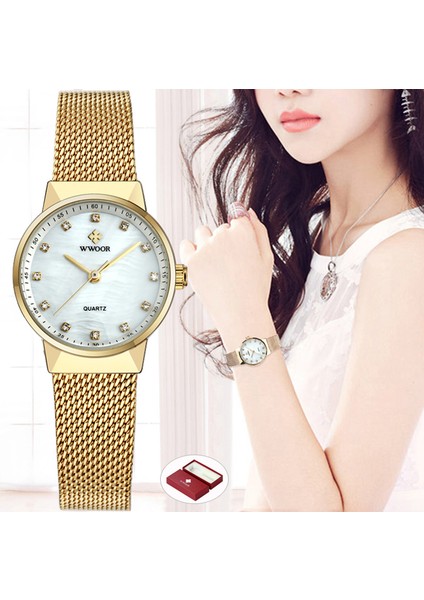 Pembe Wwoor Lüks Altın Saatler Kadınlar Için Zarif Bilezik Izle Üst Marka Paslanmaz Çelik Casual Kuvars Izle Kadın Analog Saat (Yurt Dışından) modelleri