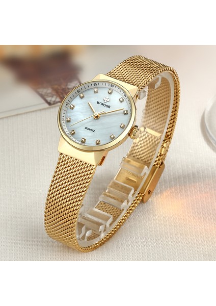 Pembe Wwoor Lüks Altın Saatler Kadınlar Için Zarif Bilezik Izle Üst Marka Paslanmaz Çelik Casual Kuvars Izle Kadın Analog Saat (Yurt Dışından) fırsatları