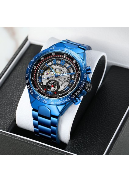 Mavi Siyah Yeni Mekanik Spor Tasarım Çerçeve Mavi Izle Erkek Saatler Top Marka Lüks Montre Homme Saat Erkekler Otomatik Saatler (Yurt Dışından) modelleri