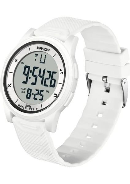Beyaz Sanda 2023 Yeni Erkek Saatleri 10MM Süper Ince Elektronik LED Dijital Saatler Erkek Saat Kol Saati Relogio Masculino 6107 (Yurt Dışından)