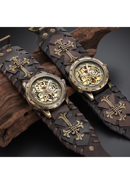3-Bronz Siyah Moda Klasik Shenhua Erkek Saatler Retro Otomatik Mekanik Saat Spor Kendinden Kurmalı Saat Erkekler Izle Montre Homme (Yurt Dışından) indirimleri