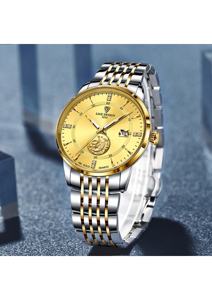 Gümüş Mavi Lıge Erkek Saatler Iş 24 Saat Tarih Su Geçirmez Saatler Erkekler Için Moda Paslanmaz Çelik Kuvars Altın Izle Relogio Masculino (Yurt Dışından) fırsatları