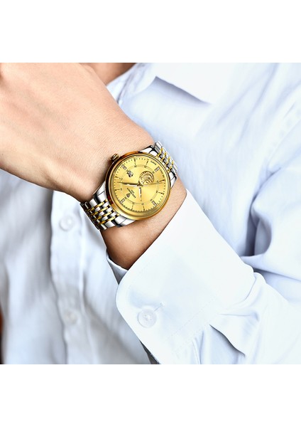 Gümüş Mavi Lıge Erkek Saatler Iş 24 Saat Tarih Su Geçirmez Saatler Erkekler Için Moda Paslanmaz Çelik Kuvars Altın Izle Relogio Masculino (Yurt Dışından) indirimleri