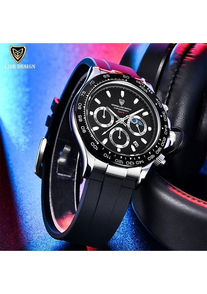 Siyah Gül Altın Lıge Spor Kronograf Lüks Analog Kuvars Saatler Erkekler Için Ay Izle Silikon Su Geçirmez Aydınlık Bilek Saatler Montre Homme (Yurt Dışından) fiyatları