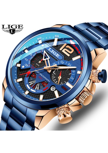 Kahve Lıge Erkekler Izle Top Marka Lüks Spor Kuvars Saatler Erkekler Için Tam Çelik Su Geçirmez Chronograph Kol Saati Adam Relogio Masculino (Yurt Dışından)