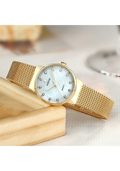 Pembe Wwoor Lüks Altın Saatler Kadınlar Için Zarif Bilezik Izle Üst Marka Paslanmaz Çelik Casual Kuvars Izle Kadın Analog Saat (Yurt Dışından) indirimleri