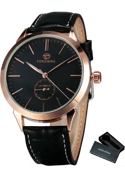 Bo Gül Sıyah Saatler Erkek 2021 Otomatik Iş Klasik Saat Erkekler Lüks Marka Deri Kayış Mekanik Saat Yeni Sevgilisi Hediye Montre Homme (Yurt Dışından)