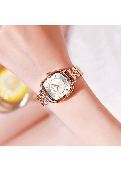 Gül Qıngxıya Gül Altın Izle Kadın Saatler Bayanlar Paslanmaz Çelik Bayan Bilezik Saatler Kadın Saat Relogio Feminino Montre Femme (Yurt Dışından) indirimleri