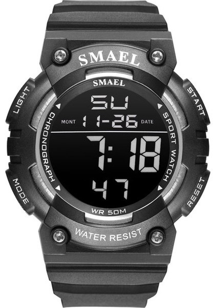 Siyah Smael Erkek Spor Saati Altın Kol Saatleri 50 M Su Geçirmez LED Arka Işık Saat Alarmı Spor Bilezik 1539 Dijital Saatler (Yurt Dışından)