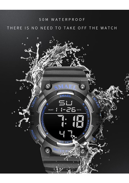 Siyah Smael Erkek Spor Saati Altın Kol Saatleri 50 M Su Geçirmez LED Arka Işık Saat Alarmı Spor Bilezik 1539 Dijital Saatler (Yurt Dışından) indirimleri