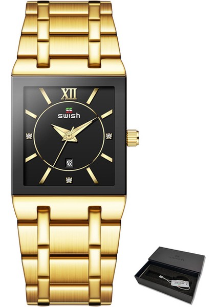 Altın-Sıyah Kutu ile Yeni Relogio Feminino Moda Rosegold Bilezik Saatler Kadınlar Yaratıcı Kare Kuvars Bilek Izle Üst Marka Lüks Bayanlar Saat (Yurt Dışından)