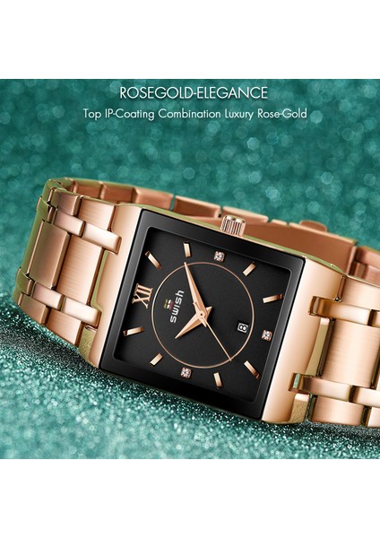 Altın-Sıyah Kutu ile Yeni Relogio Feminino Moda Rosegold Bilezik Saatler Kadınlar Yaratıcı Kare Kuvars Bilek Izle Üst Marka Lüks Bayanlar Saat (Yurt Dışından) fiyatları