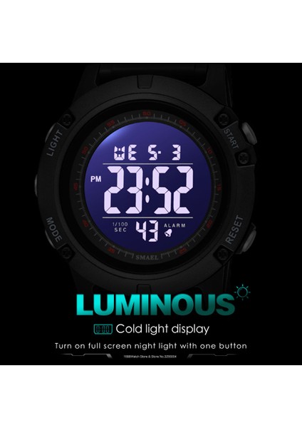 Yeşil Smael Unisex Dijital Saatler Erkekler Kadınlar Siyah Su Geçirmez Elektronik LED Ekran Kol Saati Tarihi Hafta Askeri Spor Izle Bayan (Yurt Dışından) fırsatları