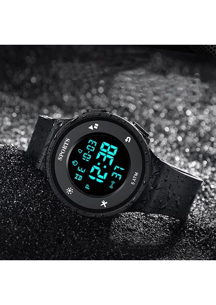 Siyah Erkek Spor Saat Çok Fonksiyonlu Askeri Spor Saat Su Geçirmez Aydınlık LED Dijital Çocuk Izle Büyük Kadran Öğrenci Elektronik Saat (Yurt Dışından)