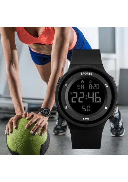 Siyah Erkek Spor Saat Çok Fonksiyonlu Askeri Spor Saat Su Geçirmez Aydınlık LED Dijital Çocuk Izle Büyük Kadran Öğrenci Elektronik Saat (Yurt Dışından)