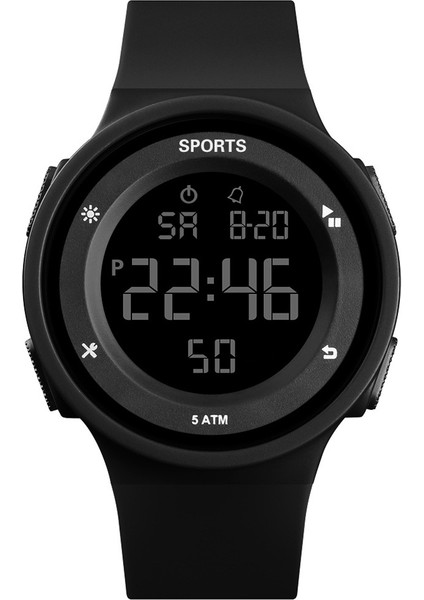 Siyah Erkek Spor Saat Çok Fonksiyonlu Askeri Spor Saat Su Geçirmez Aydınlık LED Dijital Çocuk Izle Büyük Kadran Öğrenci Elektronik Saat (Yurt Dışından)