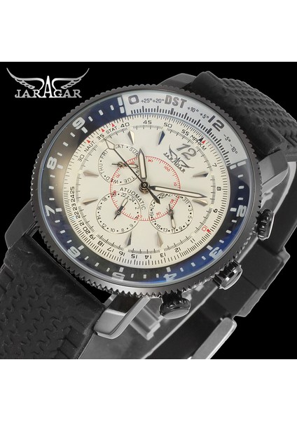 Beyaz Jaragar Erkek ve Kadın Saatleri Dairesel Desen Mekanik Saat Dişli Dairesel Tarih Kol Saati Mekanik Saat (Yurt Dışından) fiyatları