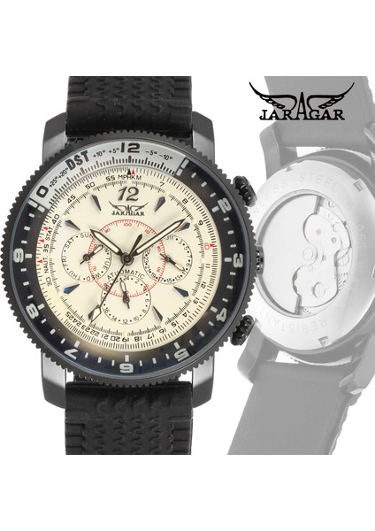 Beyaz Jaragar Erkek ve Kadın Saatleri Dairesel Desen Mekanik Saat Dişli Dairesel Tarih Kol Saati Mekanik Saat (Yurt Dışından) modelleri