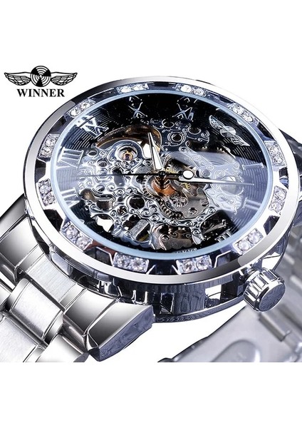 S1089-6 Kazanan Elmas Şeffaf Mavi Erkekler Mekanik Saat Paslanmaz Çelik Izle Lüks Marka Iş Aydınlık Erkek Saat (Yurt Dışından)