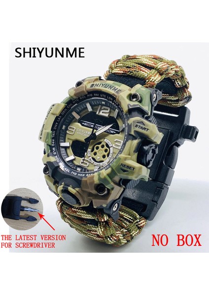 Haki Shıyunme Askeri Pusula ile Saat Su Geçirmez Erkek Spor Tarzı Izle Erkekler LED Kuvars Çift Ekran Saatler Relogio Masculino (Yurt Dışından)