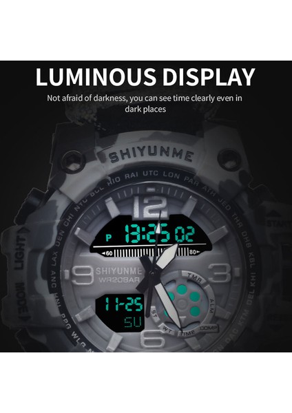 Haki Shıyunme Askeri Pusula ile Saat Su Geçirmez Erkek Spor Tarzı Izle Erkekler LED Kuvars Çift Ekran Saatler Relogio Masculino (Yurt Dışından)