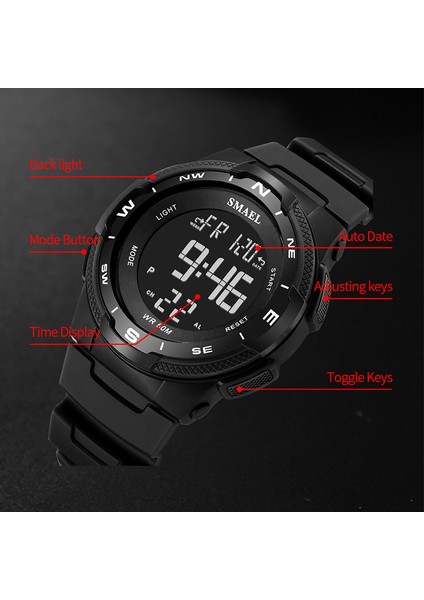 Khakı Erkekler Izle Su Geçirmez Smael Reloj Dijital LED Çalar Saat Erkek Kronometre Montre Homme 1362B Spor Kol Saati Dijital Saatler (Yurt Dışından) modelleri