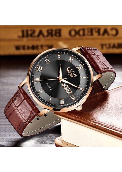 Tüm Siyah Erkekler Saatler Lıge Üst Marka Lüks Ultra Ince Saatler Su Geçirmez Tarih Saat Erkek Kuvars Izle Adam Bilek Saatler Relogio Masculino (Yurt Dışından) indirimleri