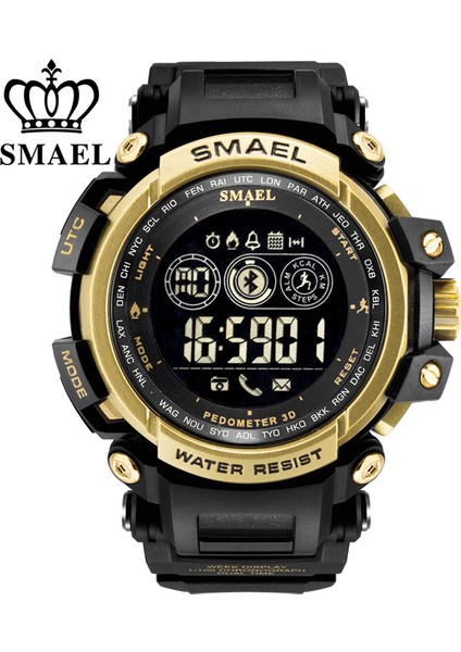 Siyah Glod Smael Erkekler Elektronik Saat Açık Spor Su Geçirmez Dijital Durdurma Saatler Chronograph Hafta Ekran Otomatik Tarih Alarmı Erkek Saat (Yurt Dışından)