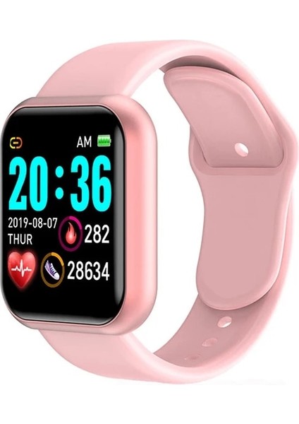 Y68 Pembe Erkek Silikon Dijital Saat Erkekler Spor Sağlıklı Izleme Bpm Kadın Saatler Elektronik LED Erkek Bilek Izle Saat Hafta Saat (Yurt Dışından)