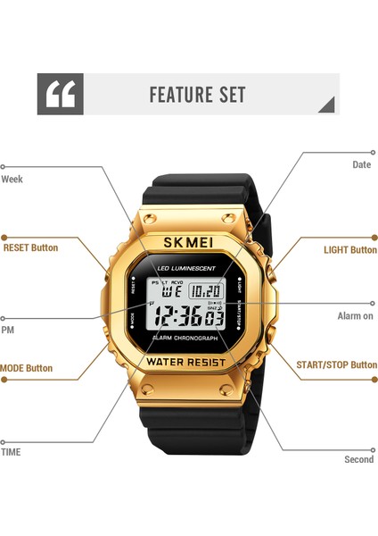 Altın Skmeı Moda LED Dijital Saat Spor Izle Erkekler Kol Saatleri Saat Saatler 3bar Su Geçirmez Chrono Alarm Tarih Hafta Reloj Hombre (Yurt Dışından) fiyatları