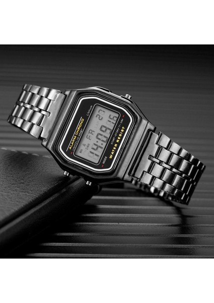 Altın Moda Dijital Erkek Saatler Lüks Paslanmaz Çelik Bağlantı Bilezik Kol Saati Bandı Iş Elektronik Erkek Saat Reloj Hombre (Yurt Dışından)