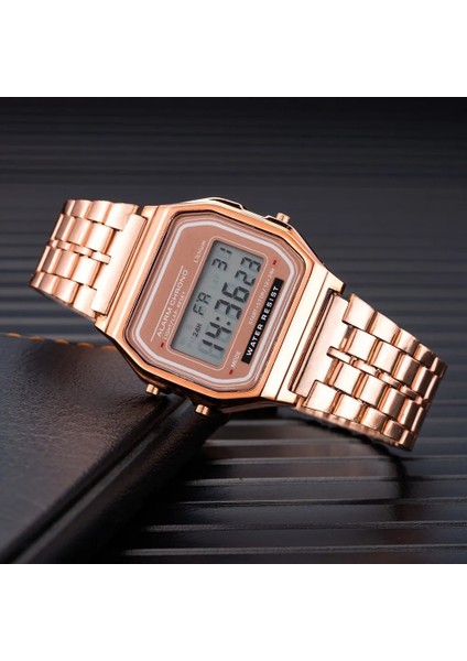 Altın Moda Dijital Erkek Saatler Lüks Paslanmaz Çelik Bağlantı Bilezik Kol Saati Bandı Iş Elektronik Erkek Saat Reloj Hombre (Yurt Dışından)