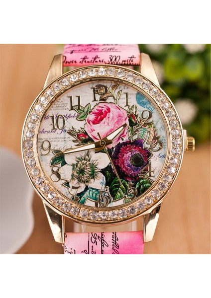 Pembe Yeni Moda Quartz Saat Çin Çiçek Rahat Kadın Bilezik Izle Reloj Mujer Relogio Feminino Saat Noel Hediyesi Izle (Yurt Dışından) fiyatları