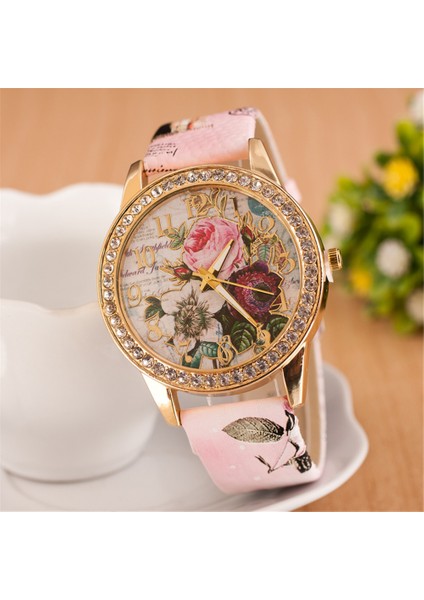 Pembe Yeni Moda Quartz Saat Çin Çiçek Rahat Kadın Bilezik Izle Reloj Mujer Relogio Feminino Saat Noel Hediyesi Izle (Yurt Dışından) fırsatları