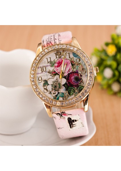 Pembe Yeni Moda Quartz Saat Çin Çiçek Rahat Kadın Bilezik Izle Reloj Mujer Relogio Feminino Saat Noel Hediyesi Izle (Yurt Dışından) indirimleri