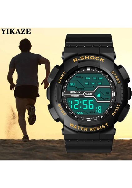 B-Blackdarkblue Yıkaze Çok Fonksiyonlu Erkek Spor Saat LED Dijital Saat Büyük Kadran Su Geçirmez Aydınlık Erkek Spor Saat Elektronik Saatler (Yurt Dışından)