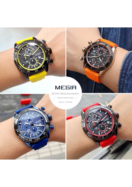 Kırmızı Megır Izle Erkekler Için Moda Silikon Kayış Chronograph Kuvars Saatı Otomatik Tarih Aydınlık Eller 3ATM Su Geçirmez 2211 (Yurt Dışından) fiyatları