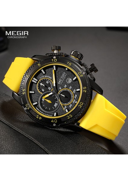 Kırmızı Megır Izle Erkekler Için Moda Silikon Kayış Chronograph Kuvars Saatı Otomatik Tarih Aydınlık Eller 3ATM Su Geçirmez 2211 (Yurt Dışından) fırsatları